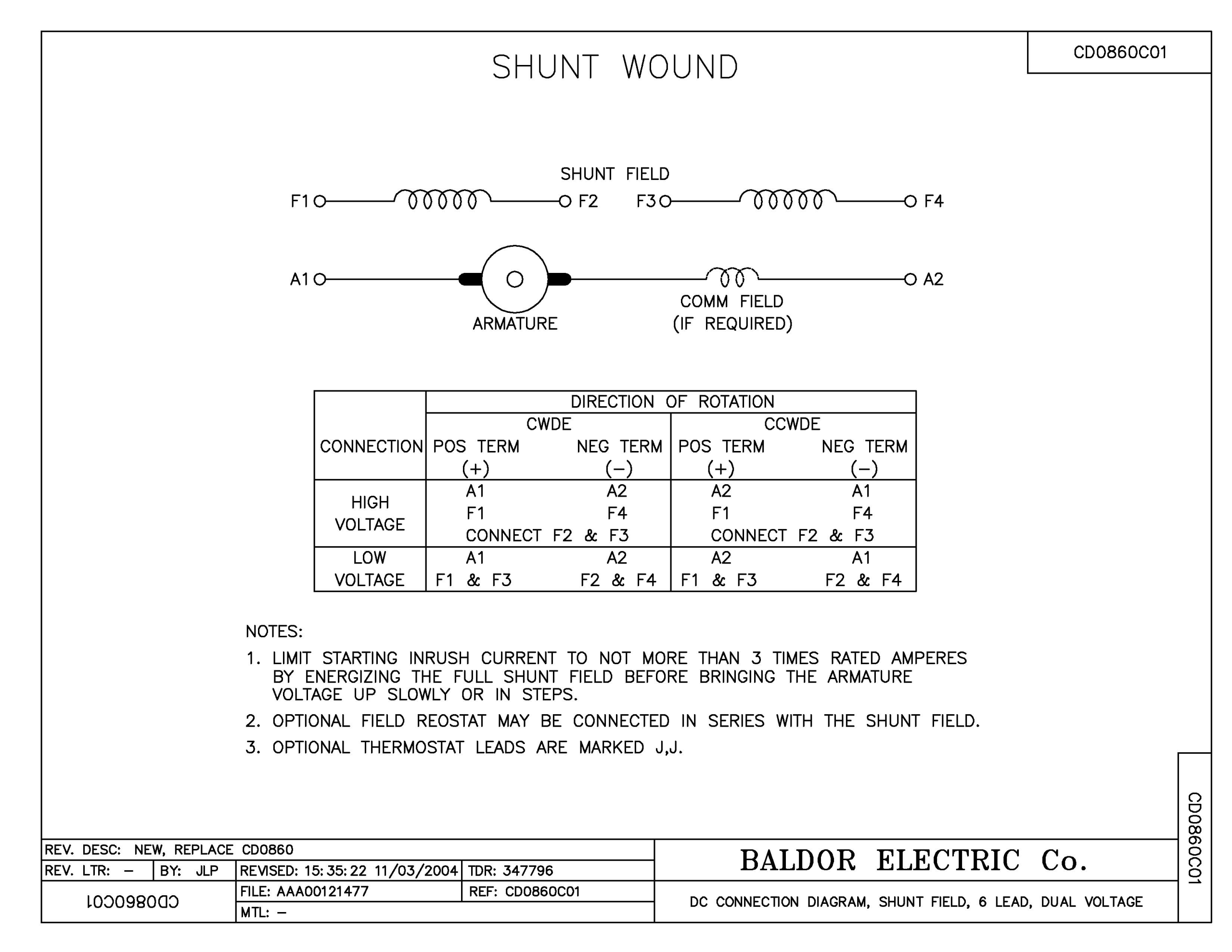 Baldor .5 HP, 1750 RPM, DC, 56C, 3420D, TEFC, F1, N - CD3450